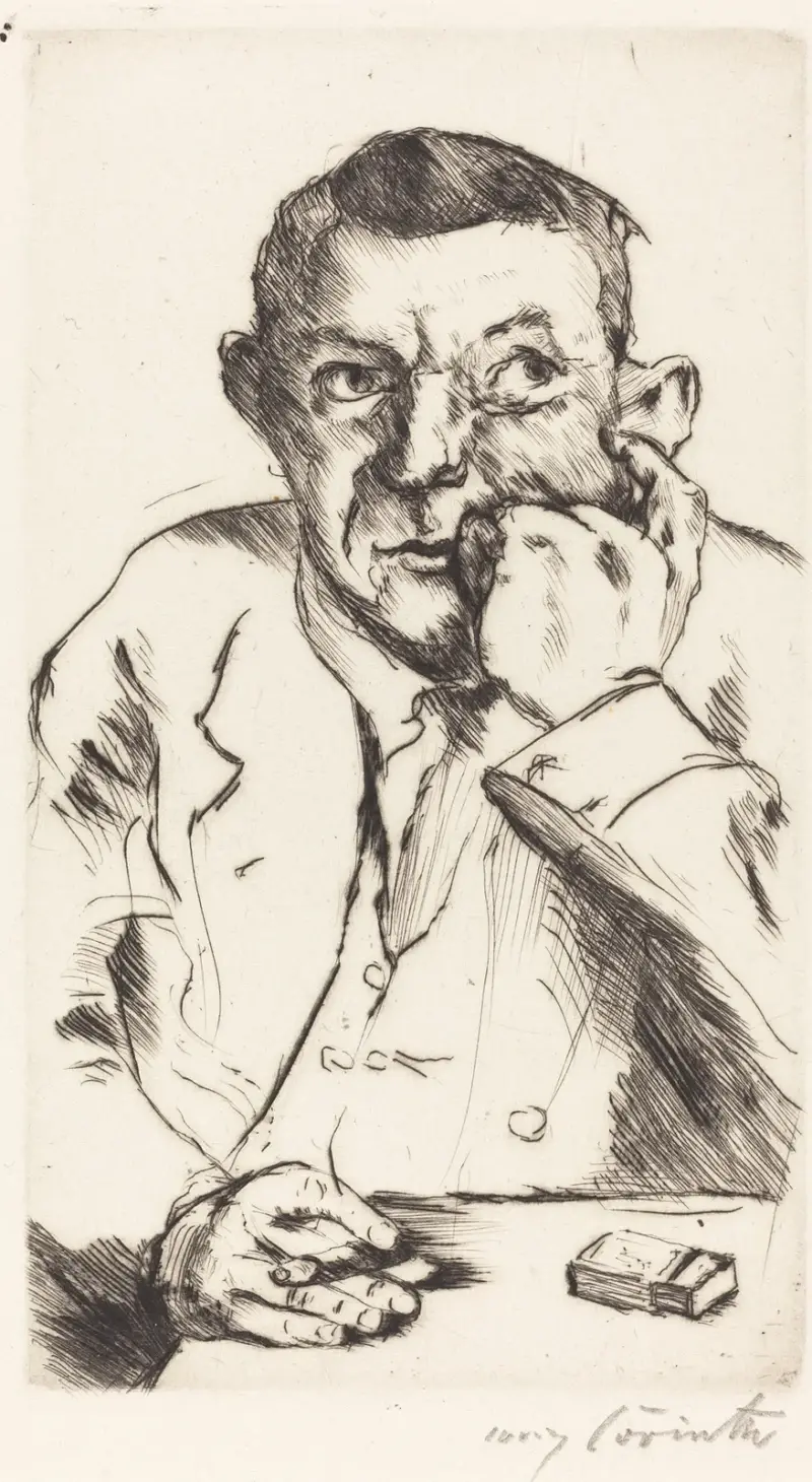 Porträtt av en rökande man (Männliches Bildnis mit Aufgestütztem Arm) av Lovis Corinth