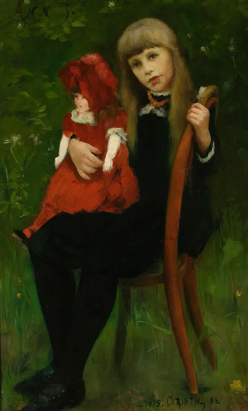 Porträtt av Anna Schaumburg med docka av Lovis Corinth