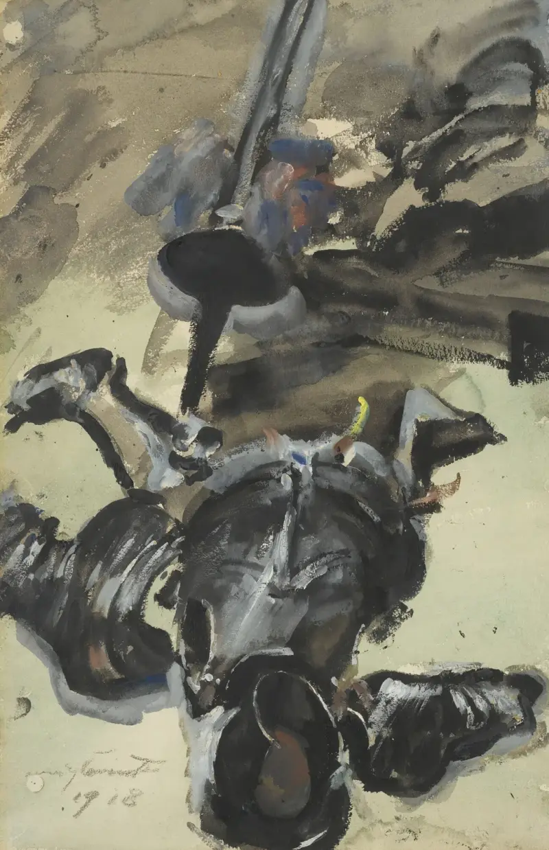 Riddarrustning och svärd av Lovis Corinth