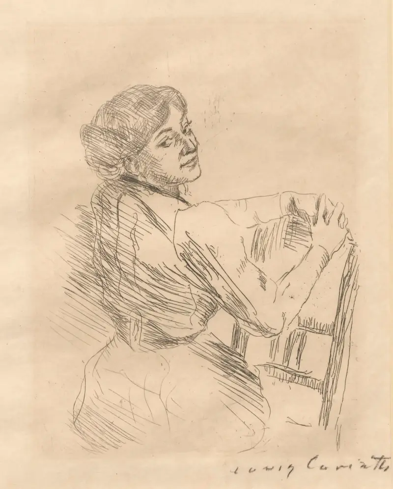 Kvinna sittande grensle (Charlotte Berend-Corinth) av Lovis Corinth