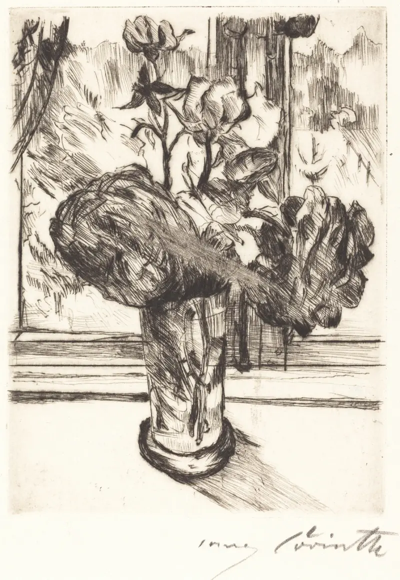 Rosor i ett vattenglas av Lovis Corinth