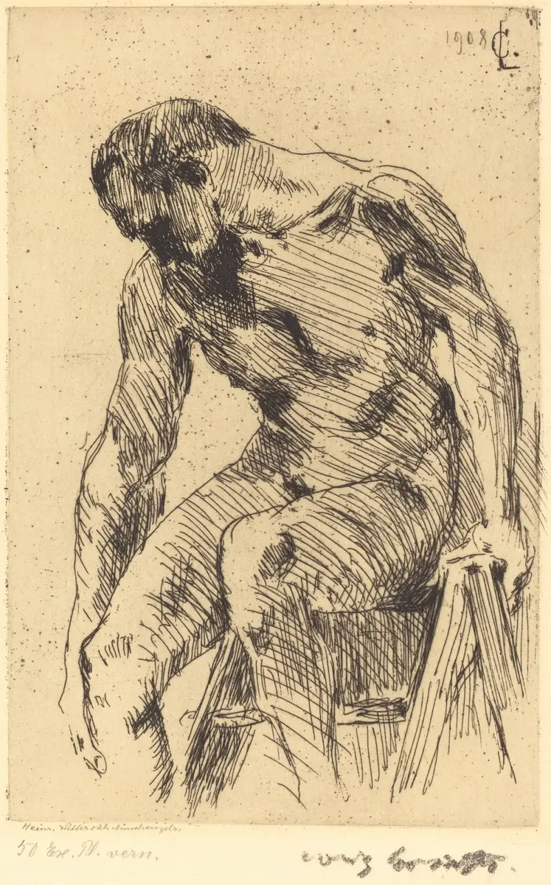 Sittande manlig nakenakt av Lovis Corinth