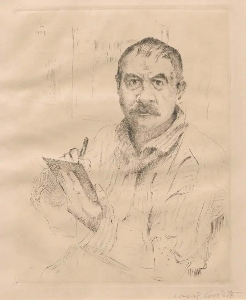 Autoportrét, leptání, 1909 – č. 2, Lovis Corinth