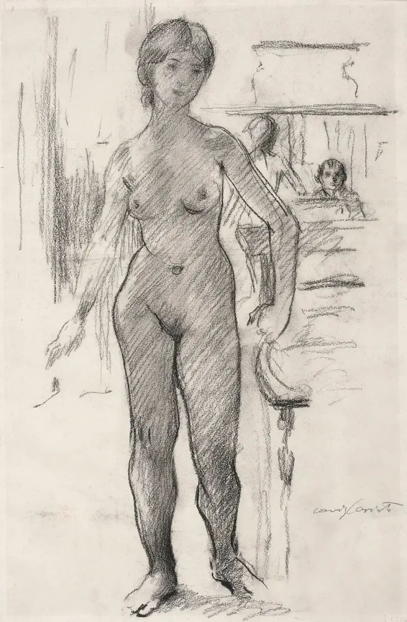 Self-portrait with a model von Lovis Corinth