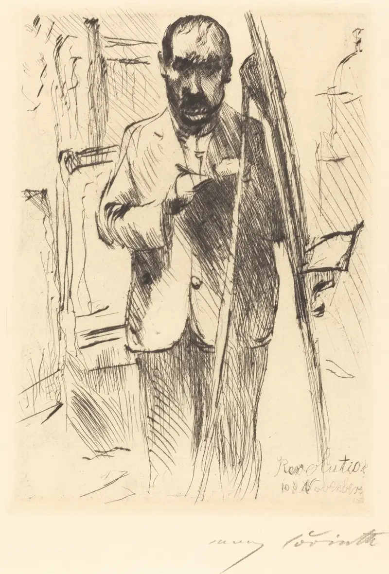 Self-Portrait with Easel von Lovis Corinth