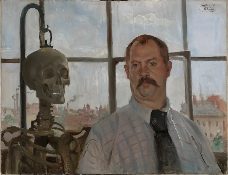 Self-portrait with Skeleton von Lovis Corinth