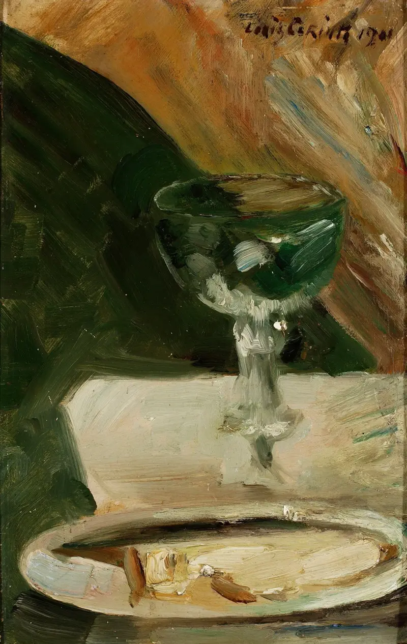 Stilleben med pokal och tallrik av Lovis Corinth