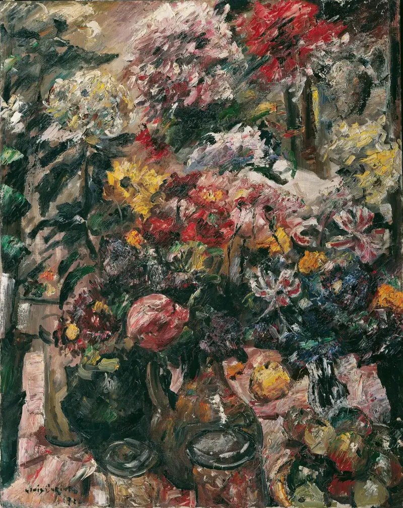 Stilleben med krysantemum och amaryllis av Lovis Corinth