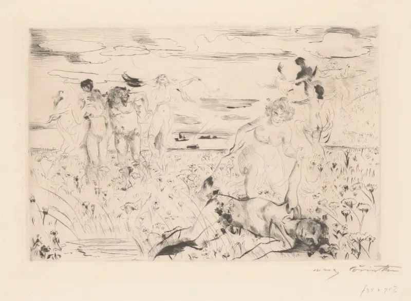 Uppsluppen backant på en äng av Lovis Corinth