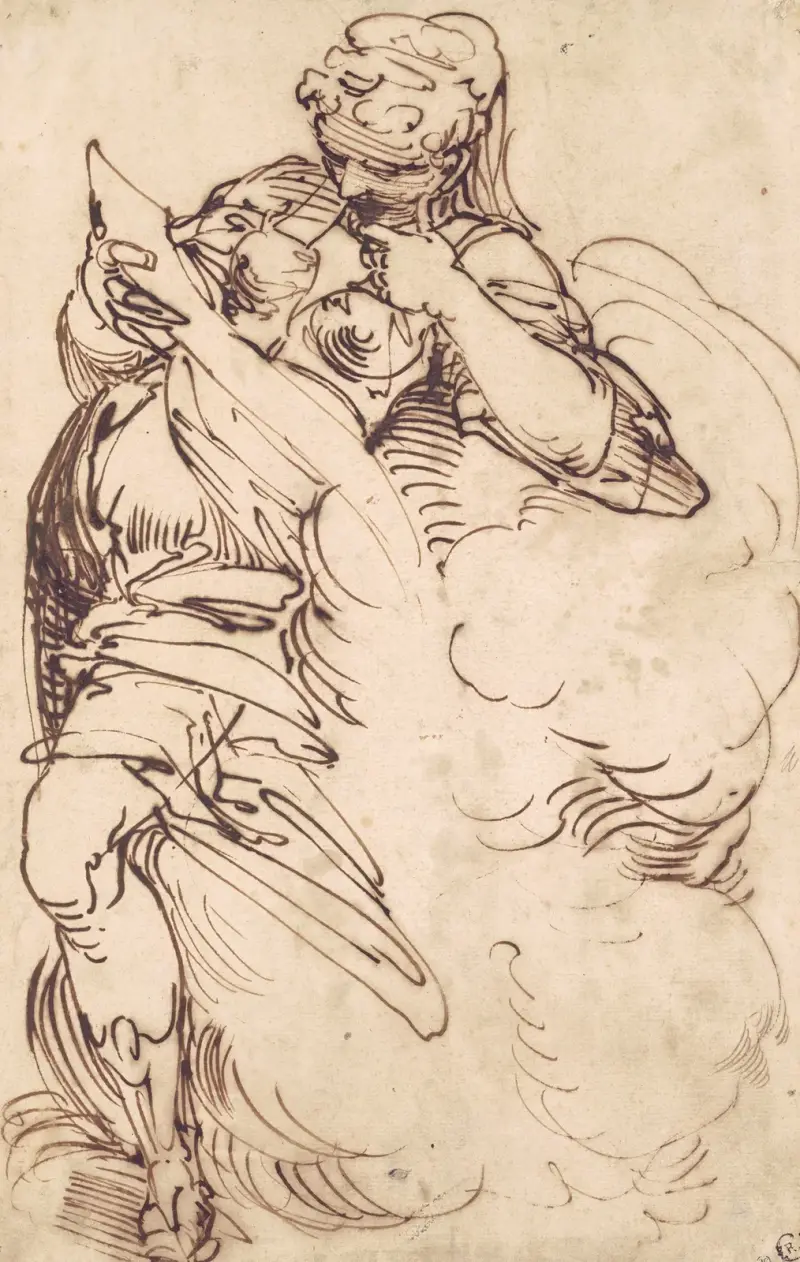 A Standing Sibyl with a Scroll av Luca Cambiaso