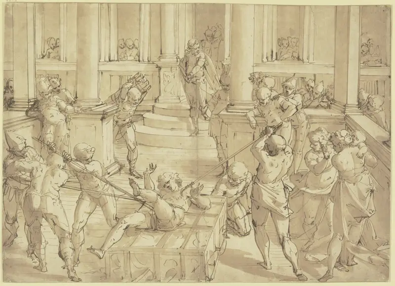 Die Marter des Heiligen Laurentius av Luca Cambiaso