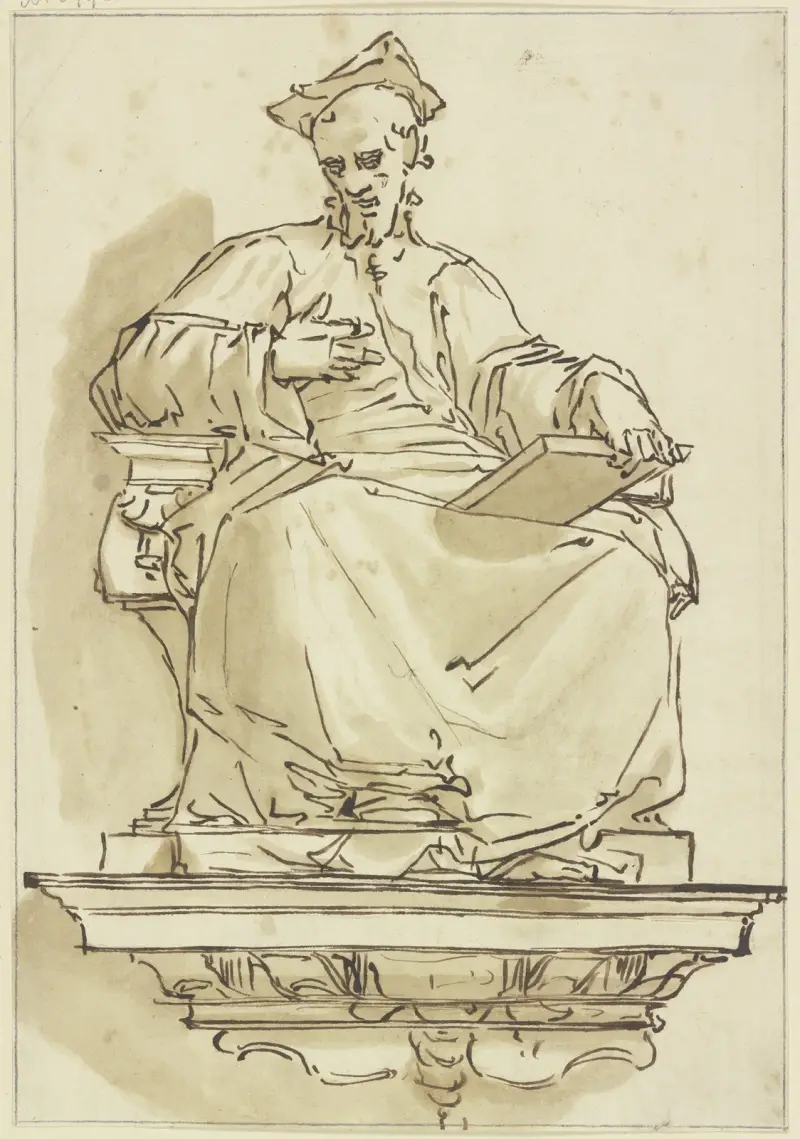 Konsolstatue eines sitzenden Kardinals av Luca Cambiaso