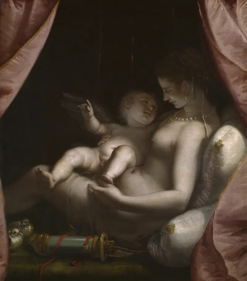 Venus och Amor av Luca Cambiaso