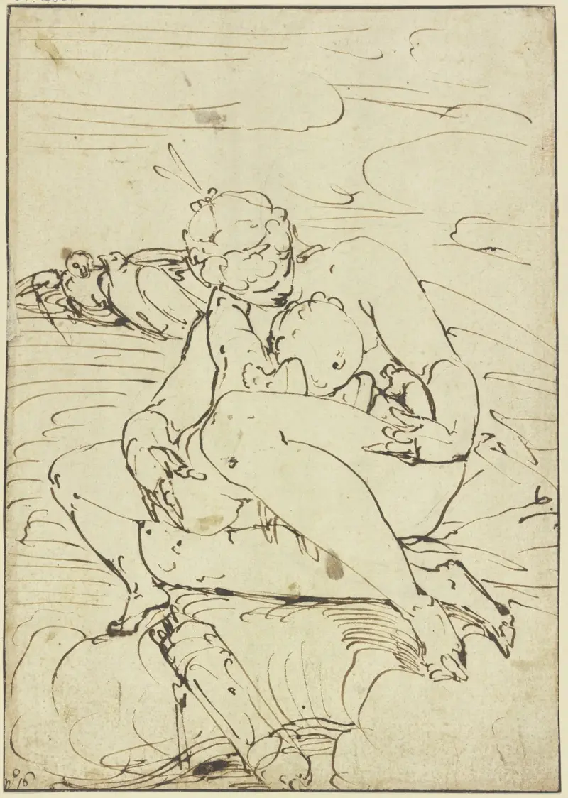 Venus, Amor liebkosend von Luca Cambiaso