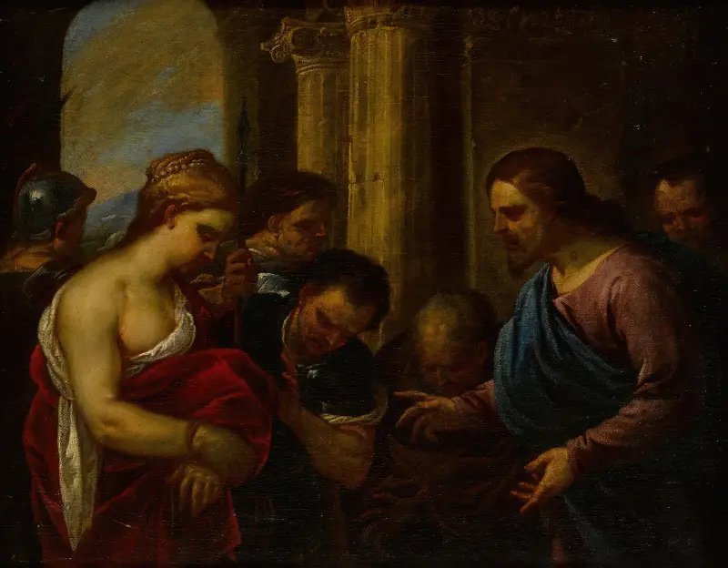 Kristus och äktenskapsbryterskan av Luca Giordano