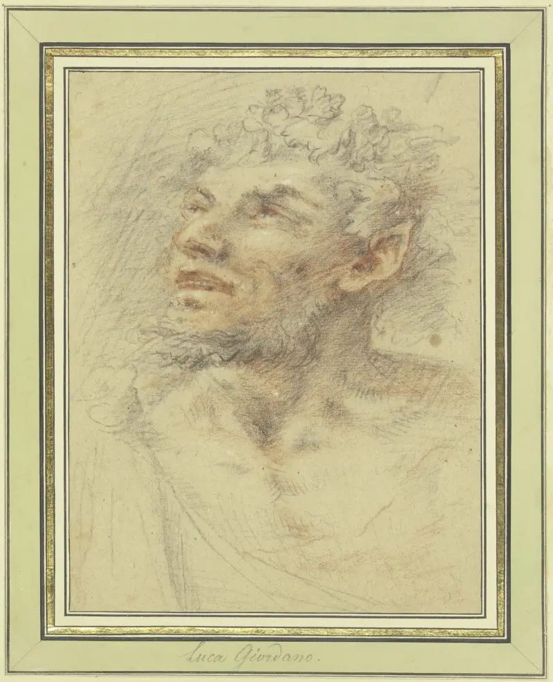Faunkopf mit Weinlaub bekränzt av Luca Giordano