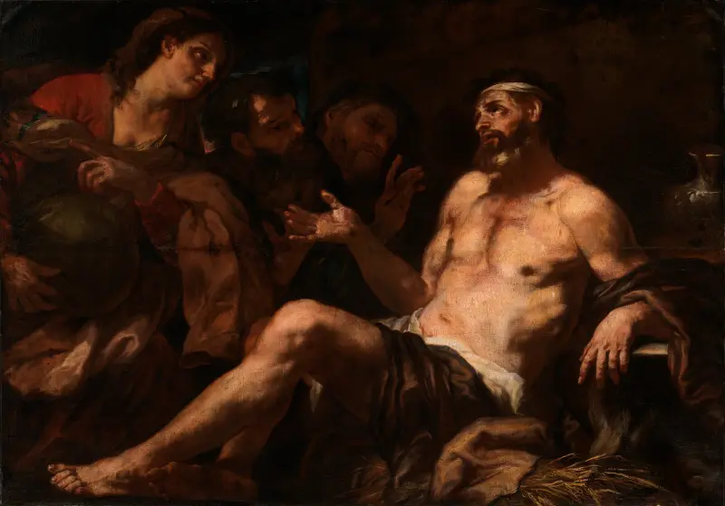 Job and His Comforters av Luca Giordano