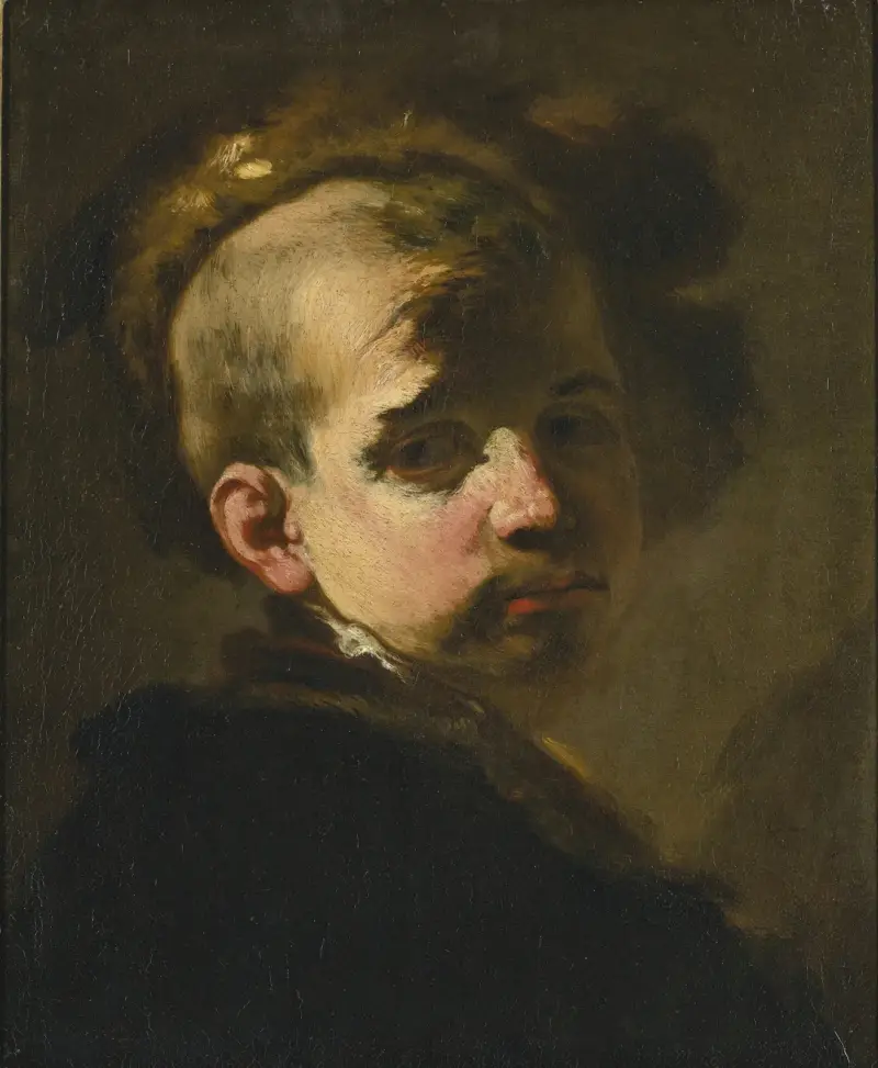 Porträtt av en pojke i pälsmössa av Luca Giordano