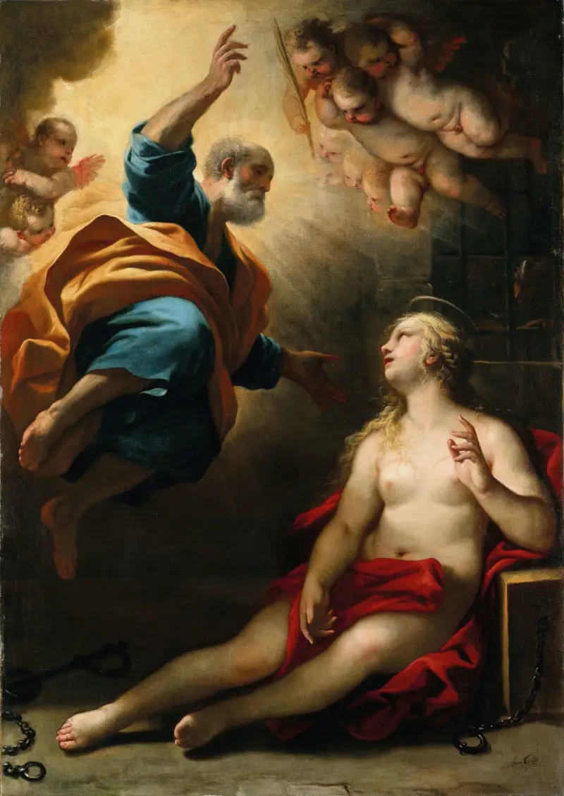 Saint Peter healing Saint Agatha av Luca Giordano