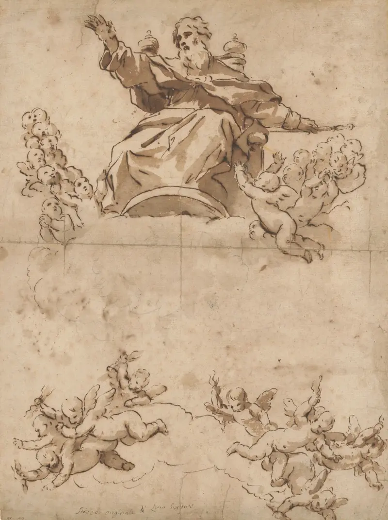 Der Allmächtige mit Engeln von Luca Giordano