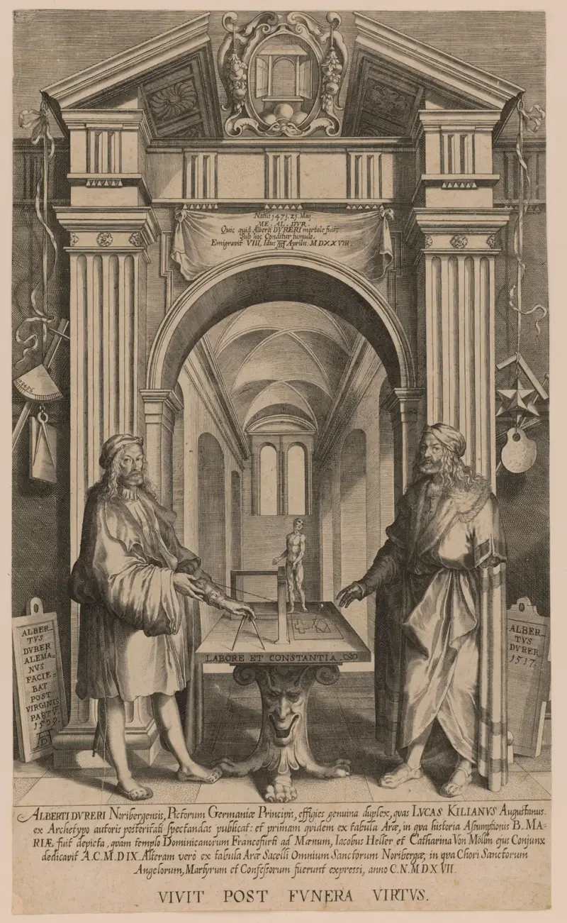 Alberti Dureri Noribergensis, Pictorum Germaniae Principis effigies genuina duplex av Lucas Kilian