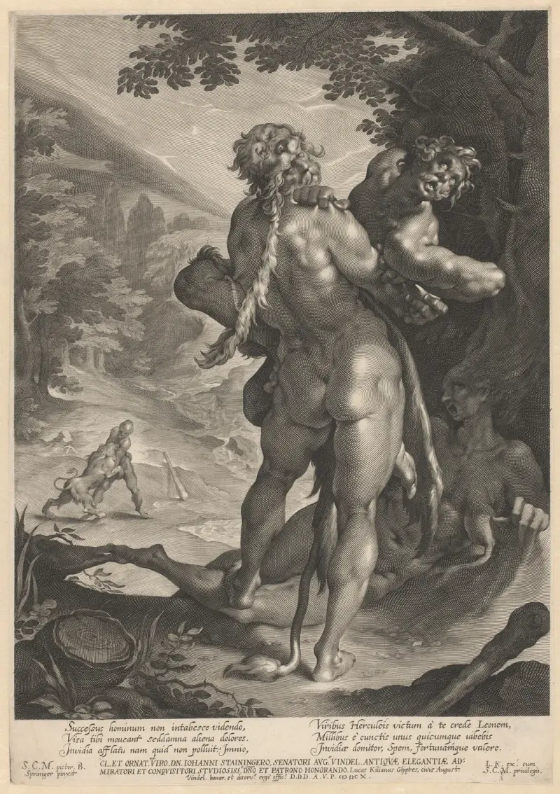 Hercules wrestles with Antaeus av Lucas Kilian
