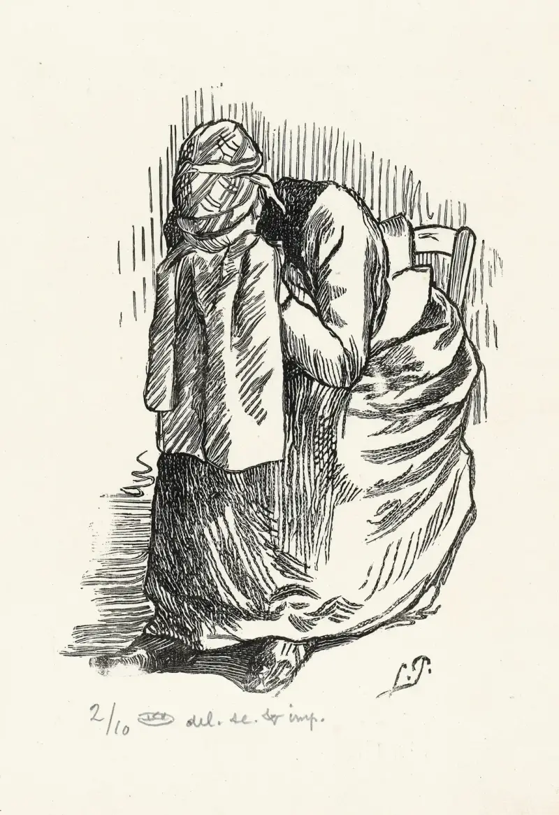 Huilende vrouw av Lucien Pissarro
