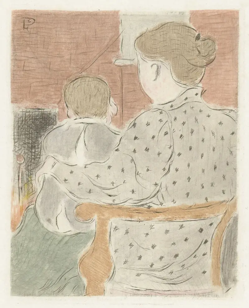 Moeder met kind av Lucien Pissarro