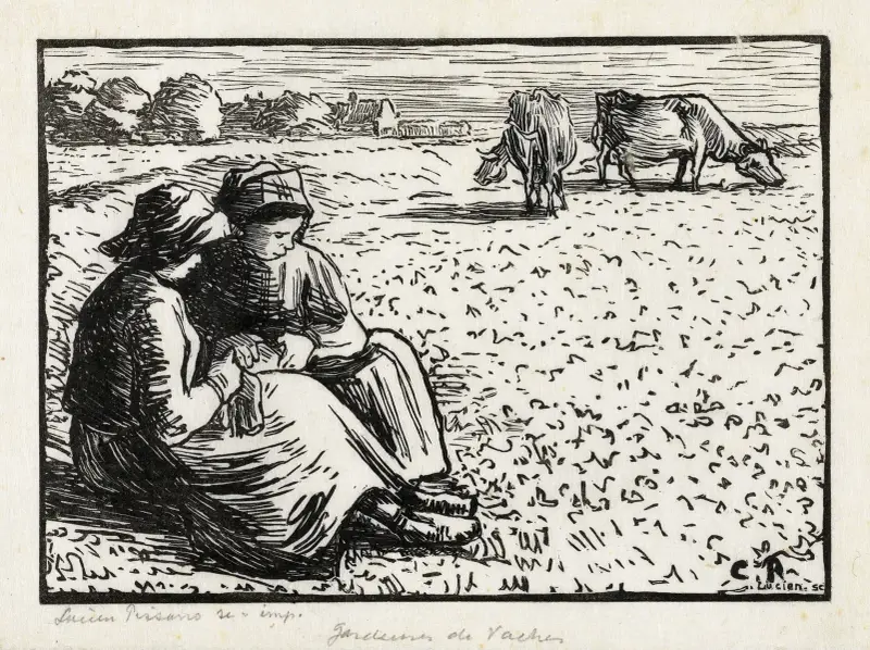 Twee veehoedsters av Lucien Pissarro