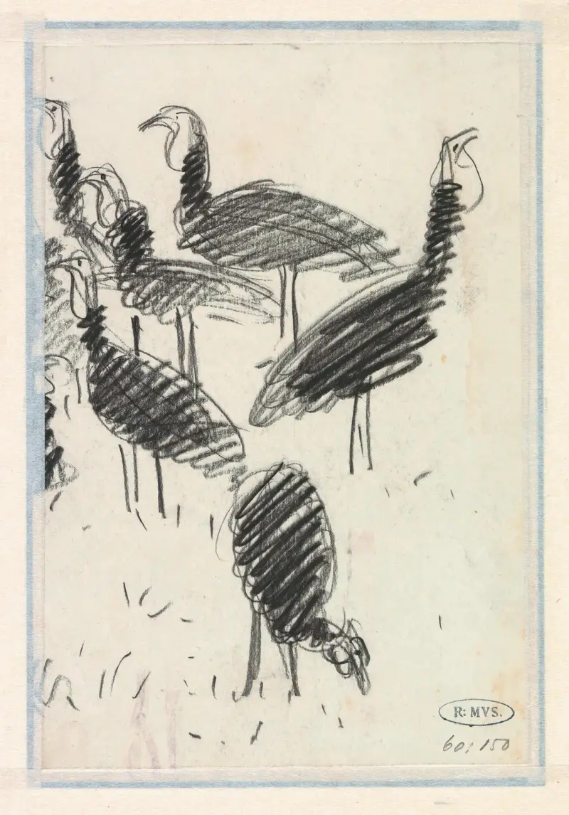 Zes vogels av Lucien Pissarro