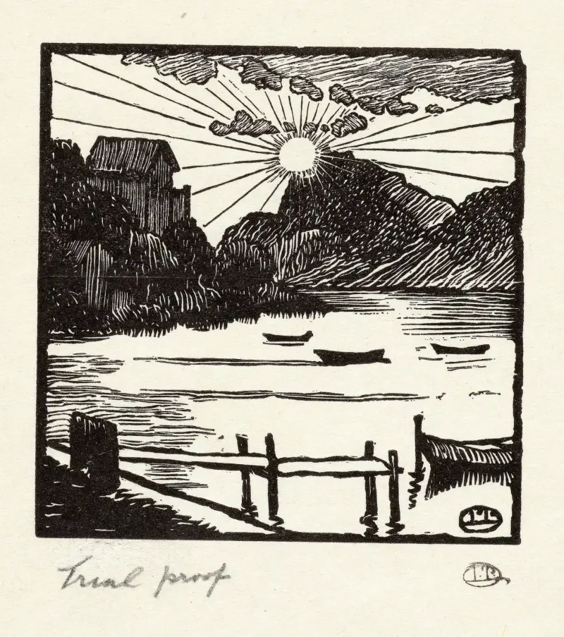 Soluppgång över en sjö av Lucien Pissarro