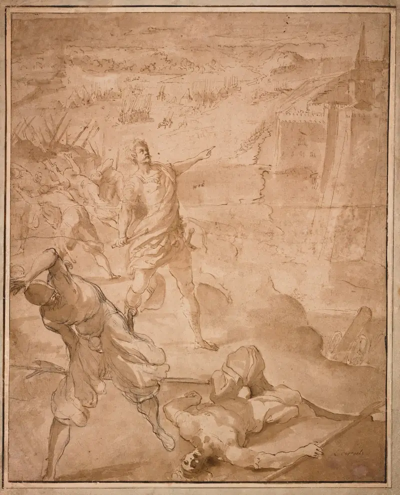 Alexander Farnese Directing the Siege of Antwerp av Ludovico Carracci