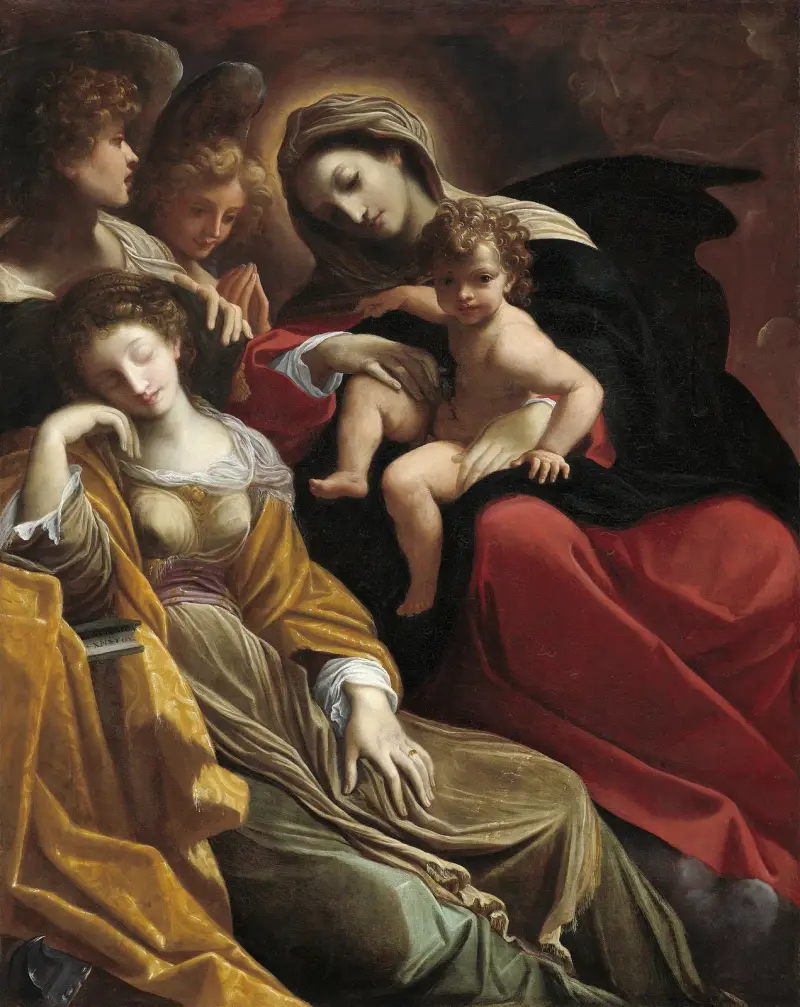 The Dream of Saint Catherine of Alexandria av Ludovico Carracci