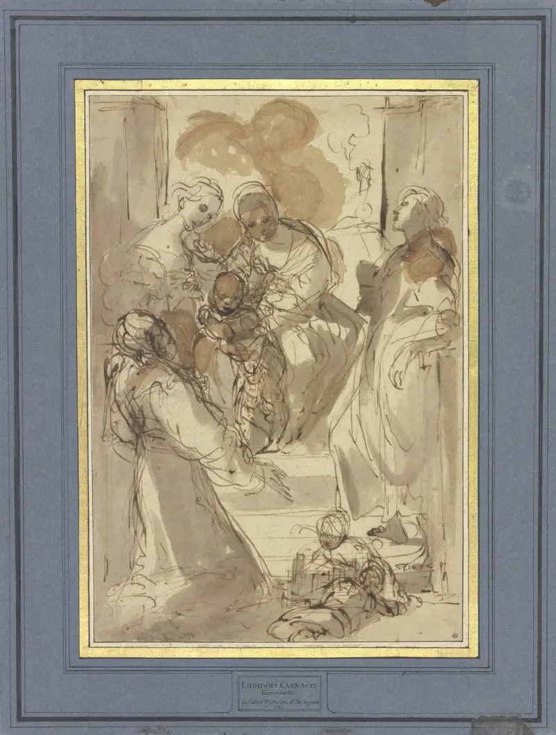 Virgin and Child with Saints Catherine, John the Evangelist, and Francis av Ludovico Carracci