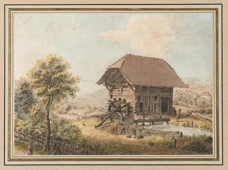 Ansicht einer Mühle im Berner Mittelland av Johann Ludwig Aberli