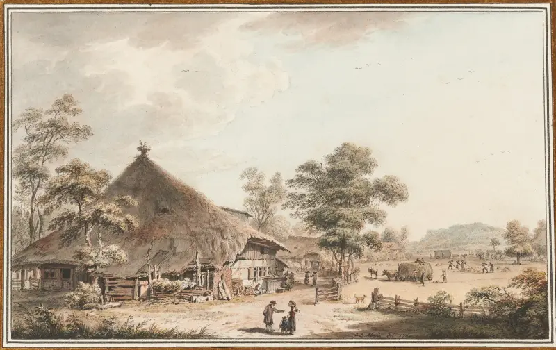 Bondgård i Seeland av Johann Ludwig Aberli