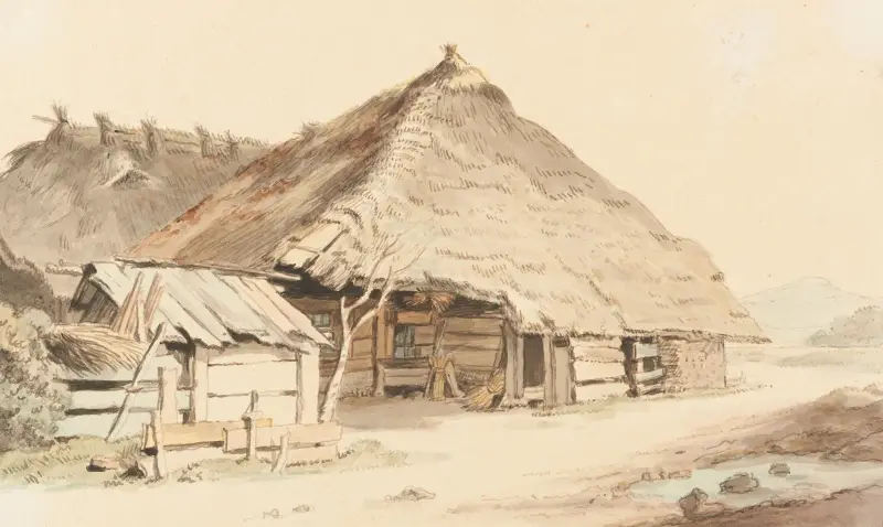Berner Bauernhaus Seeland av Johann Ludwig Aberli
