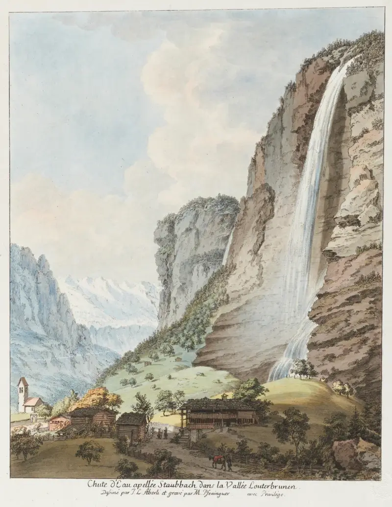 Vattenfallet Staubbach i Lauterbrunnendalen av Johann Ludwig Aberli