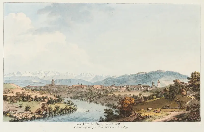 Staden Bern från norr av Johann Ludwig Aberli