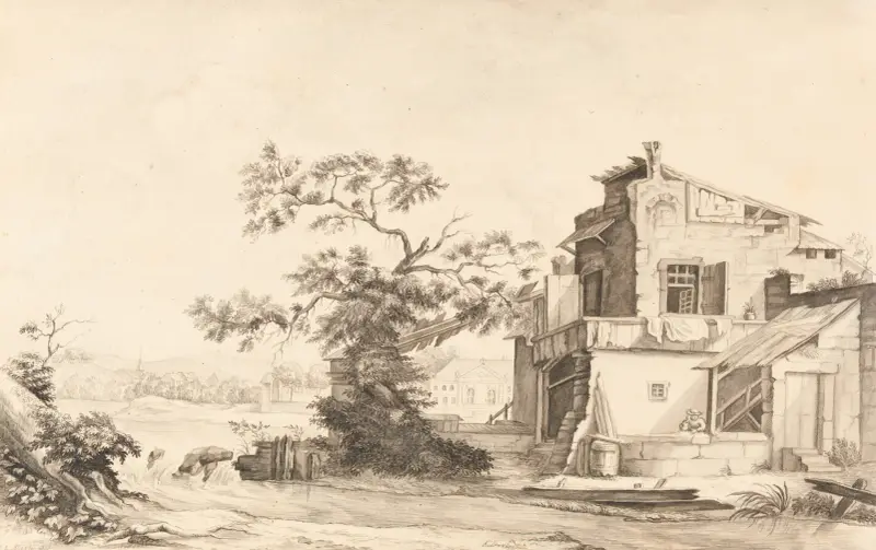 Landschaft am Fluss av Johann Ludwig Aberli