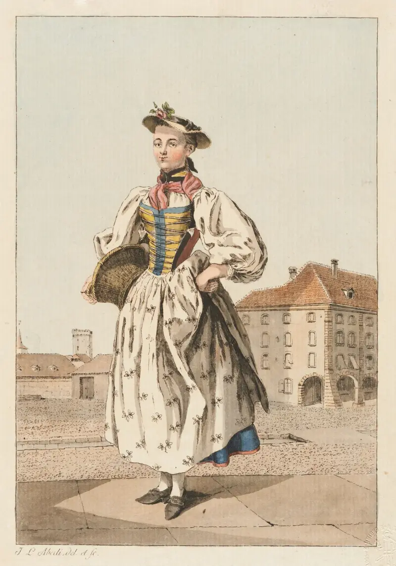 Bondflicka i Bern av Johann Ludwig Aberli