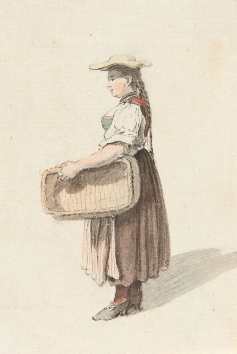 Studie av en bondkvinna i folkdräkt av Johann Ludwig Aberli