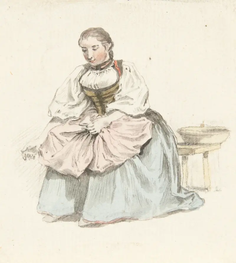 Studie av en bondkvinna i dräkt av Johann Ludwig Aberli