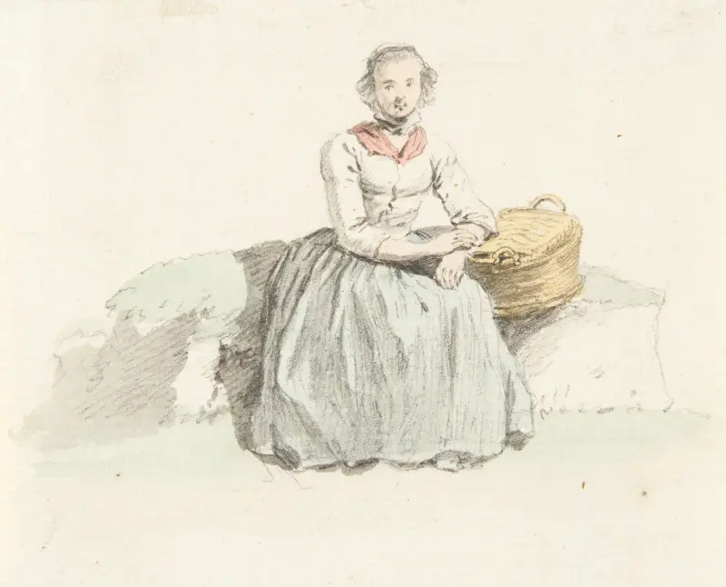 Studie av kvinna i folkdräkt av Johann Ludwig Aberli