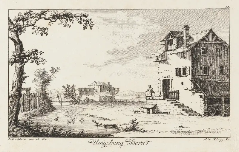 Omnejd kring Bern [Landskap med bondgård] av Johann Ludwig Aberli