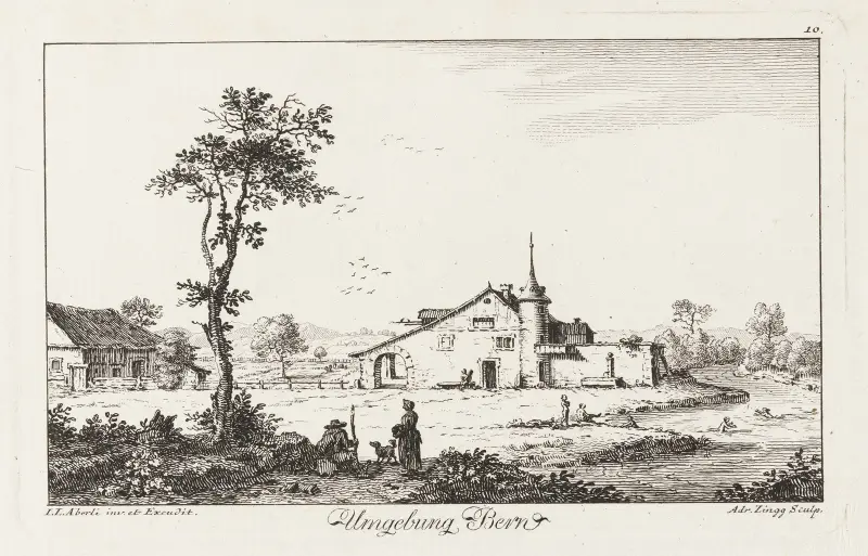 Omnejden av Bern [Landskap med bondgård] av Johann Ludwig Aberli