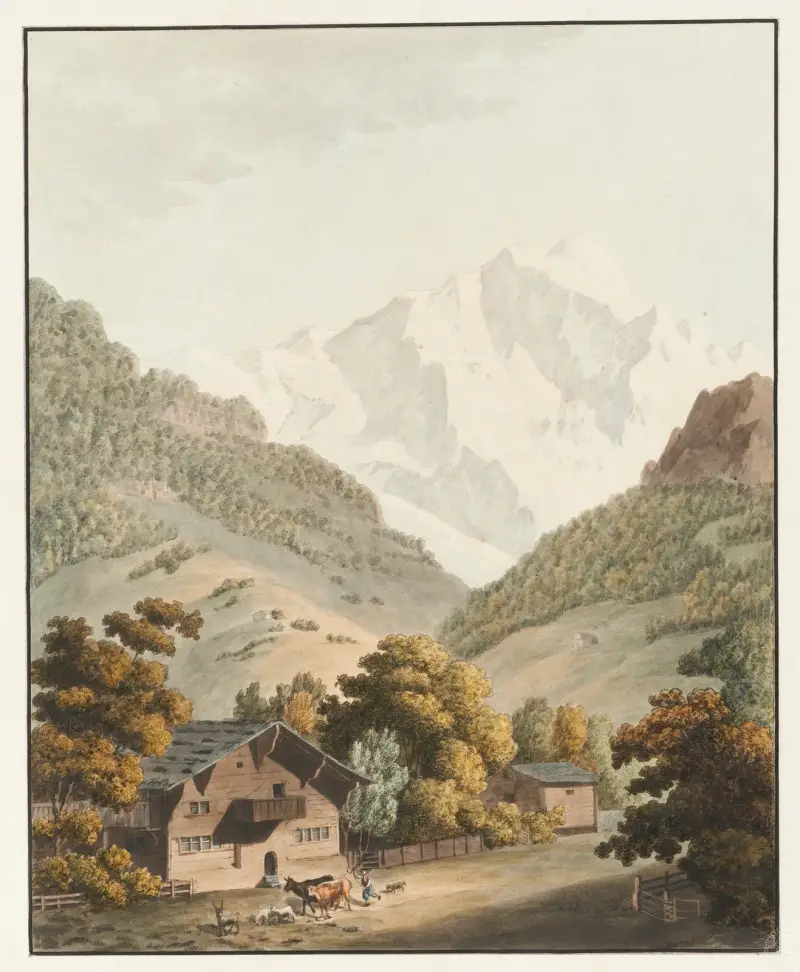 Utsikt mot Jungfrau-Horn (Jungfruns topp) av Johann Ludwig Aberli