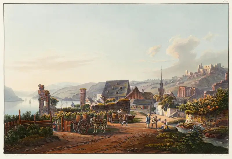 Blick auf Bacharach und die Ruine Stahleck von Johann Ludwig Bleuler