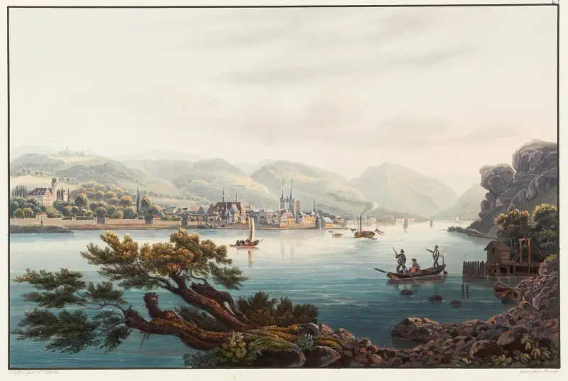 Vy över Boppart och kejsarens slott av Johann Ludwig Bleuler