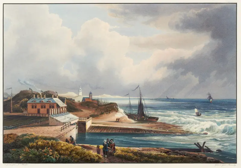 Vue de Katwyk et de l’embochure du Rhin, dans la Mer du Nord av Johann Ludwig Bleuler